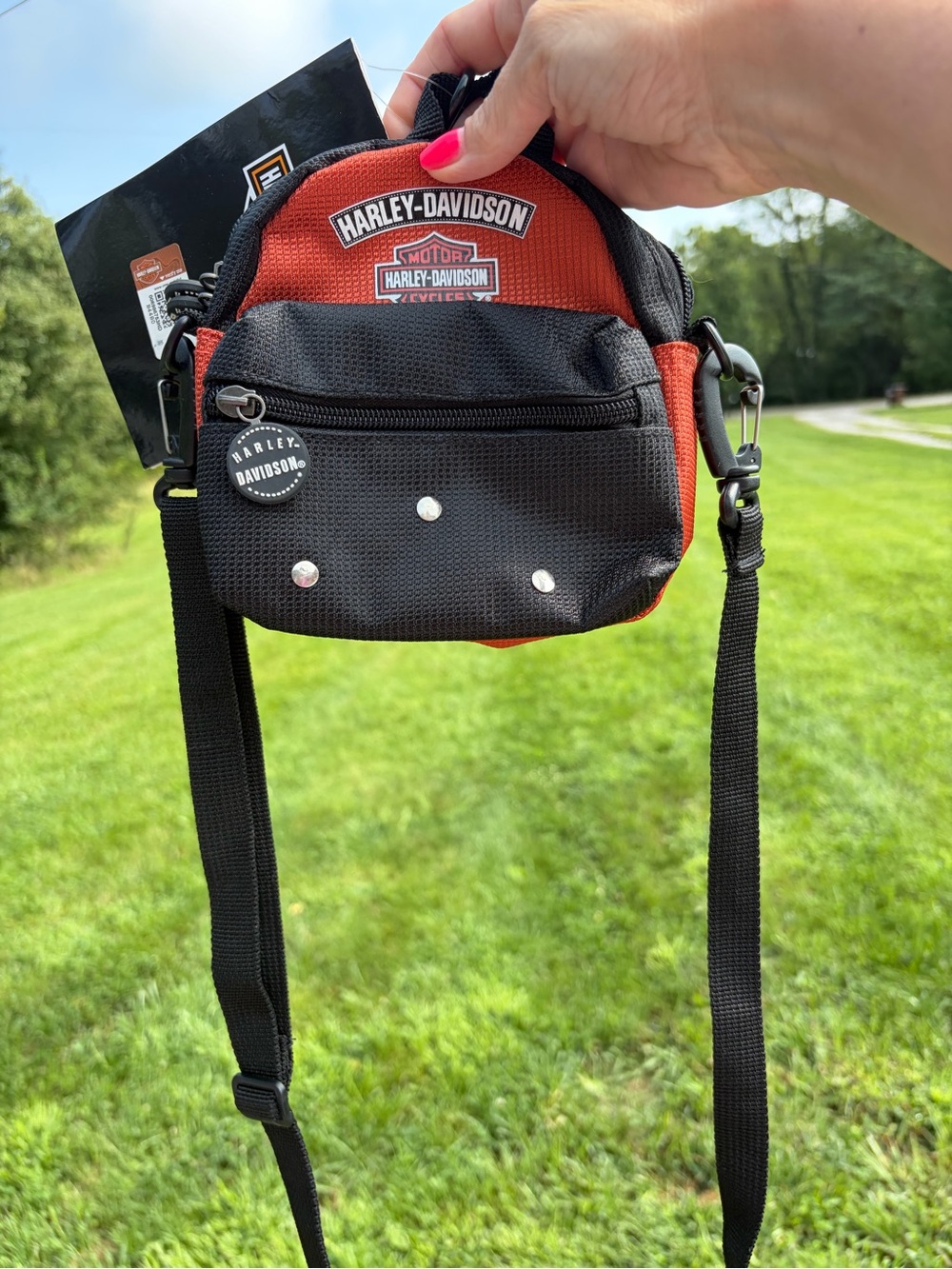 Harley-Davidson Black And Orange Mini Me Detachable Backpack Adjustable Straps